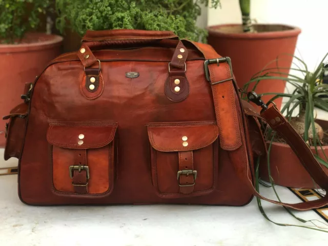 16"Women's Duffel Air Cabin Travel Leather Holdall Vintage Weekend Overnight Bag