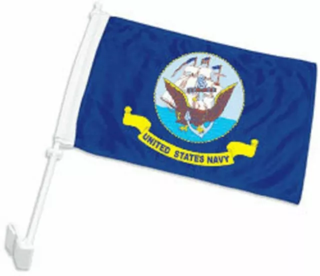 (2 Pack) 12x15 US Navy Ship Double Sided Car Window Vehicle 12"x15" Flag (FI)