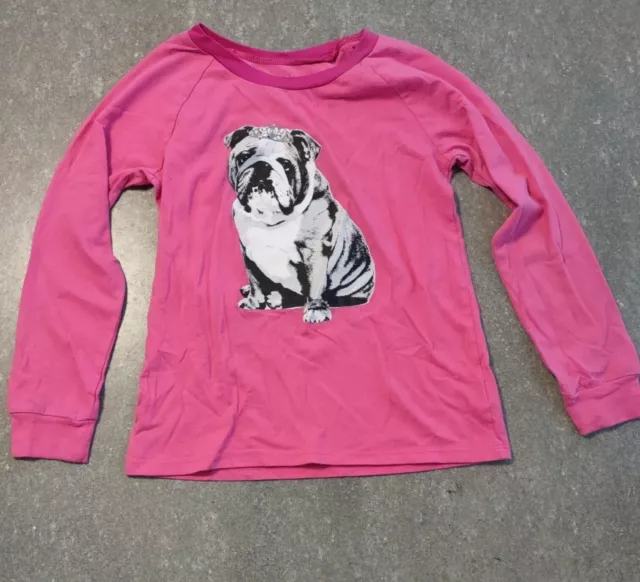 Girls pink long sleeve sparkly princess bulldog Children's Place size 5 6 shirt