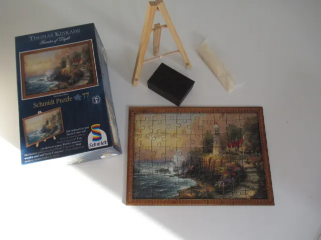 *TOP* 77 Teile Thomas Kinkade mit Staffelei und Puzzlekleber Schmidt Leuchtturm