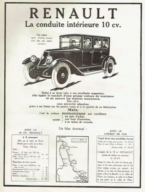 publicité Advertising  AD 0123 1925   Renault conduite intérieure 10 cv