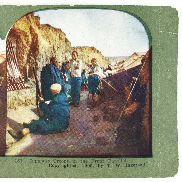 Russo-Japanese War Troops Stereoview c1905 Japanese Soldiers Japan Guns Art G933