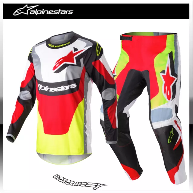 Completo Cross Enduro Alpinestars Fluid Agent Black Mars Red Yellow Fluo