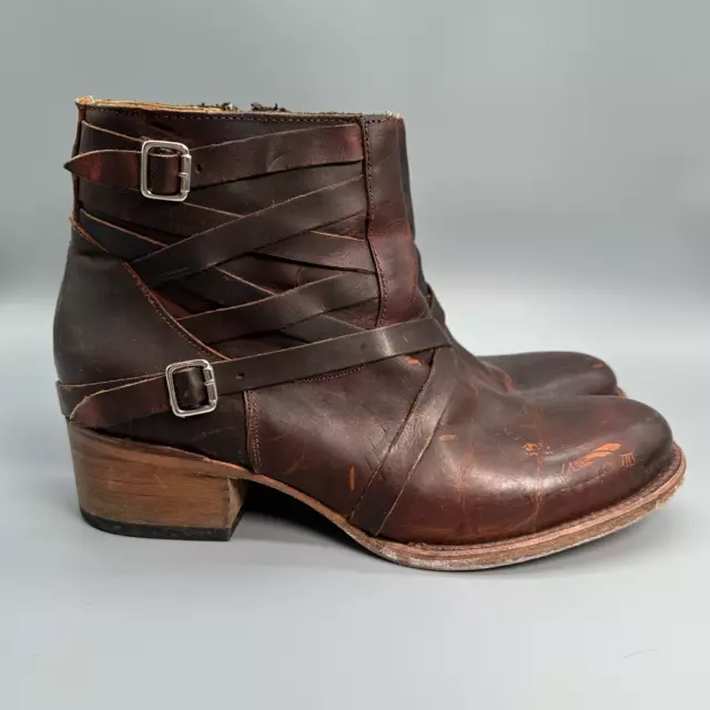 FREEBIRD SAMMI ANKLE Boots Shoes Womens 9 Brown Distressed Leather