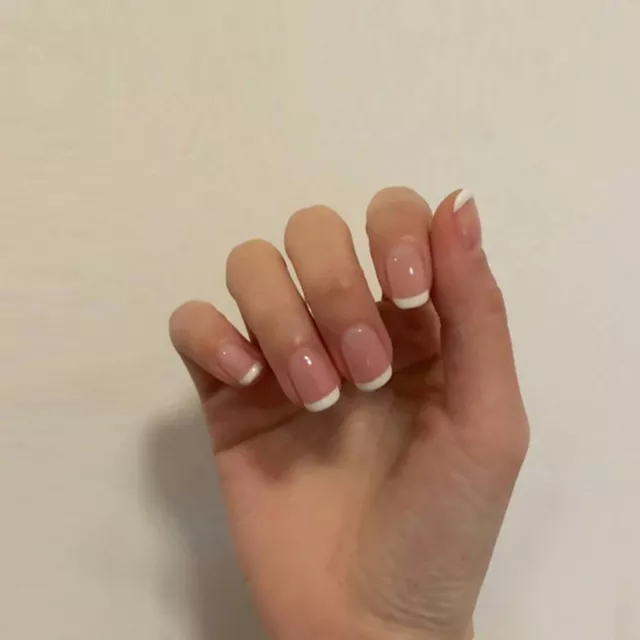 Artificiel Pointe des ongles Faux ongles français courts Portable Faux ongles