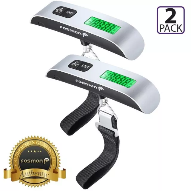 Fosmon 2X Portable Travel Tare 110lb 50kg Digital Suitcase Hanging Luggage Scale