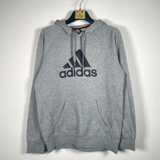 Felpa Adidas con Cappuccio Grigio Raglan Logo grande in Cotone da Uomo Taglia S