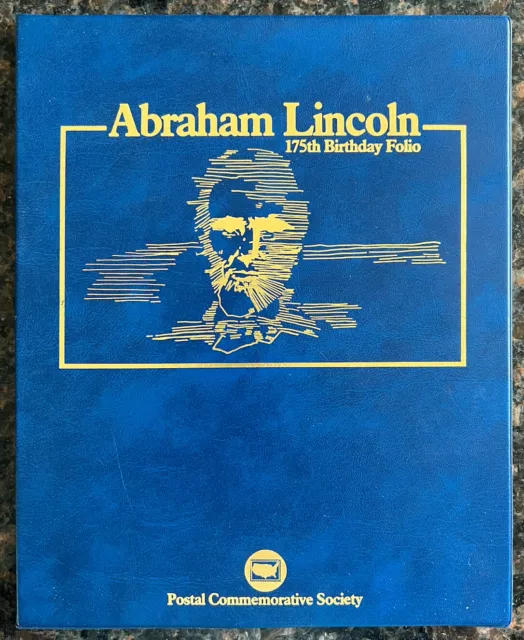 Abraham Lincoln 175th Birthday Commemorative Postal Folio Stamps and 1909 Coin