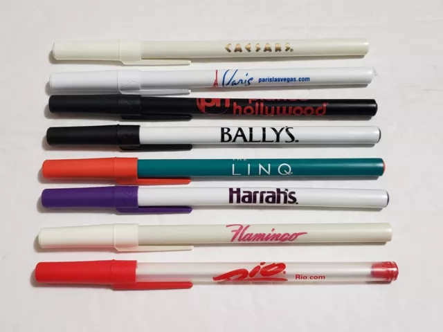 LOT LAS VEGAS Hotel Casino Ink Ball Pen CAESARS PALACE BALLYS HARRAHS Souvenir