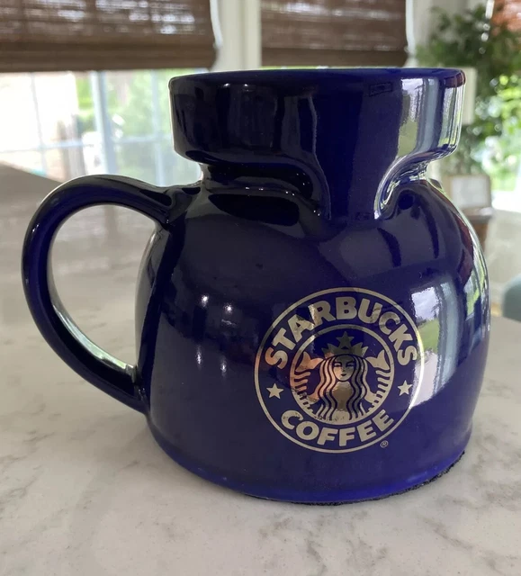 STARBUCKS TRAVEL MUG Cobalt Blue Chubby Silver Siren Mermaid Logo