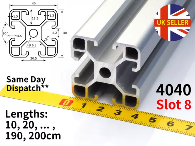 4040 Aluminium Extrusion Profile V-SLOT - plus Accessories - Slot 8