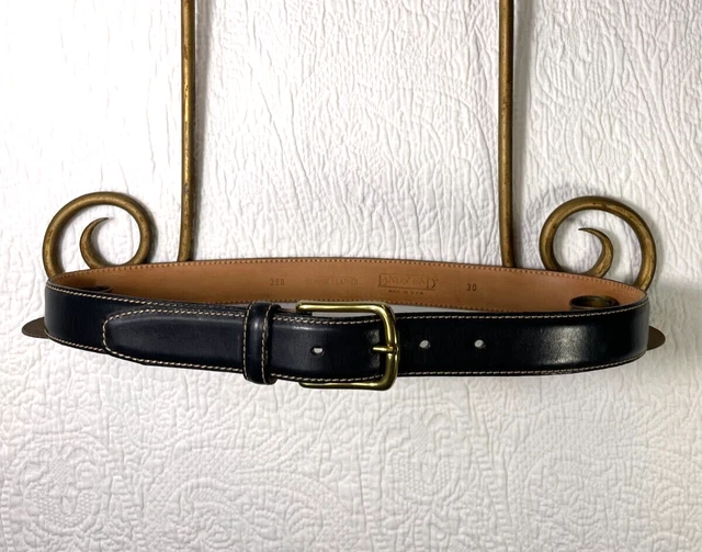 VTG LAND'S END Genuine Leather Belt Black Made In USA SZ 30