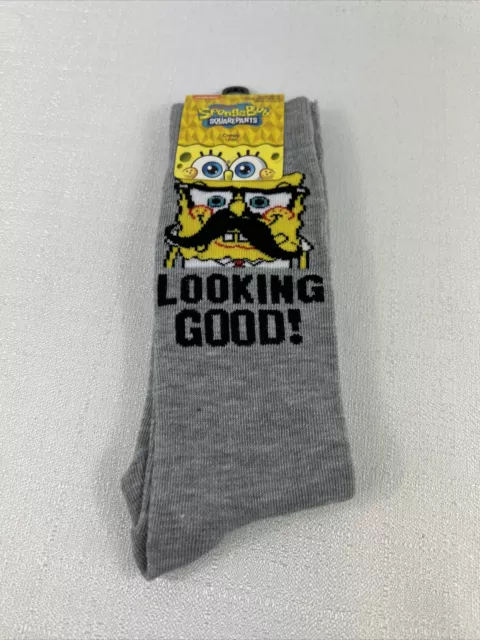 Nickelodeon Mens Crew Socks Sponge Bob  LOOKING GOOD! 10-13 Fits Shoe Size 6-12