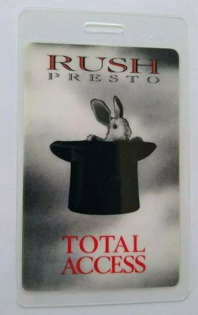 RUSH PRESTO BACKSTAGE Pass Original 1990 Concert Tour Hard Rock Music ...