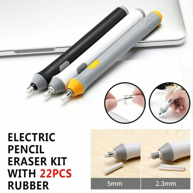 Electric Pencil Eraser Kit with 22pcs Rubber Refills Highlights Sketch Drawing