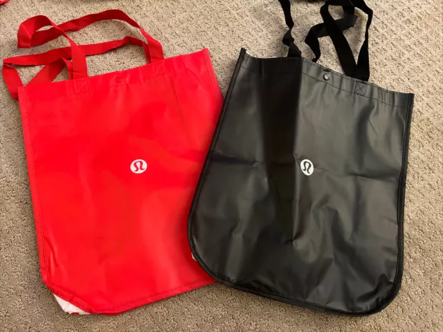Lululemon Reusable Tote Shopping Bag Lot 6 Silver Black Red Yoga 4 Small 2  Large