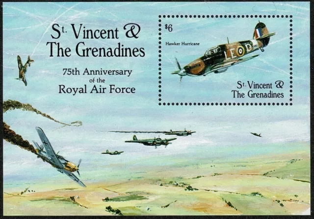 1993 75th Ann Royal Air Force $6 Hawker Hurricane MS SGMS2305a VF NHM Ex My Coln
