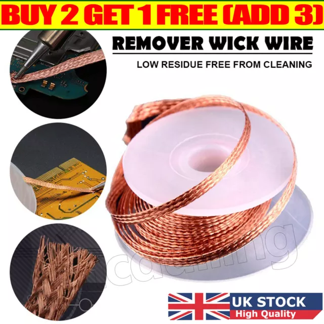 1.5M 3M Desolder Desoldering Braid Wick Wire Mop Solder Sucker Fluxed Remover mc