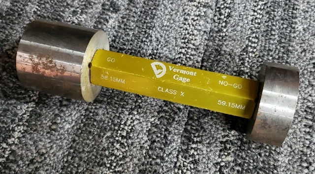 Vermont Gage Class X 58.15mm Go 59.15mm No Go Plug Gage - In Great Condition!