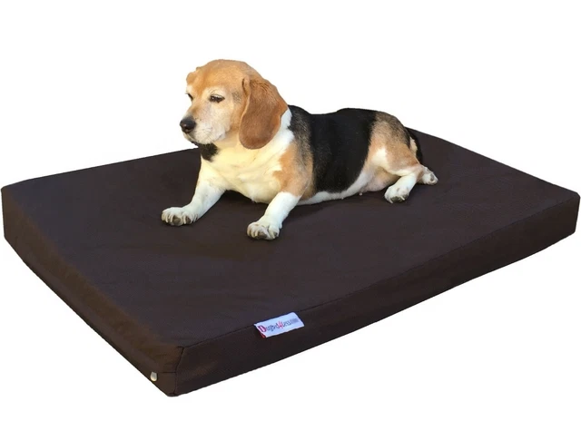 Small Medium Brown Nylon Pet Dog Bed Orthopedic Waterproof Memory Foam 35x20x4"