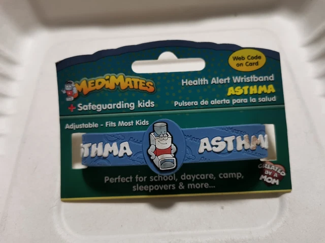 ALLERMATES Allergy Alert Wristband "Asthma " Medical Bracelet