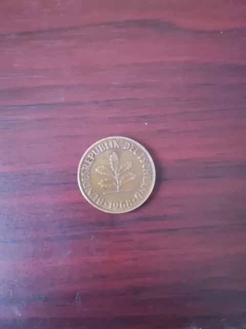 2 Pfennig - 1968 D - BRD - nicht magnetisch - Münze aus Kupfer!