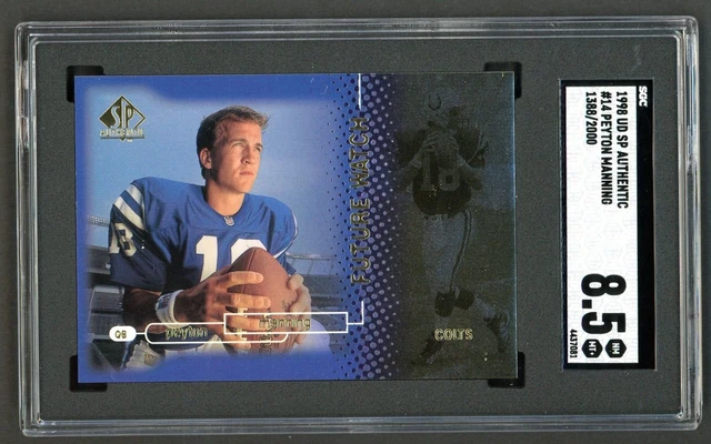 1998 SP Authentic Peyton Manning Future Watch RC 1388/2000 SGC 8.5 NM-MT+ HOF 1998 SP Authentic Peyton Manning Future Watch RC 1388/2000 SGC 8.5 NM-MT+ HOF