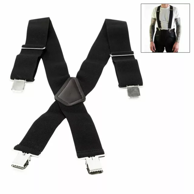 Motorcycle Motorbike Blike Rider Heavy Duty Elasticated Braces For Trousers Pant