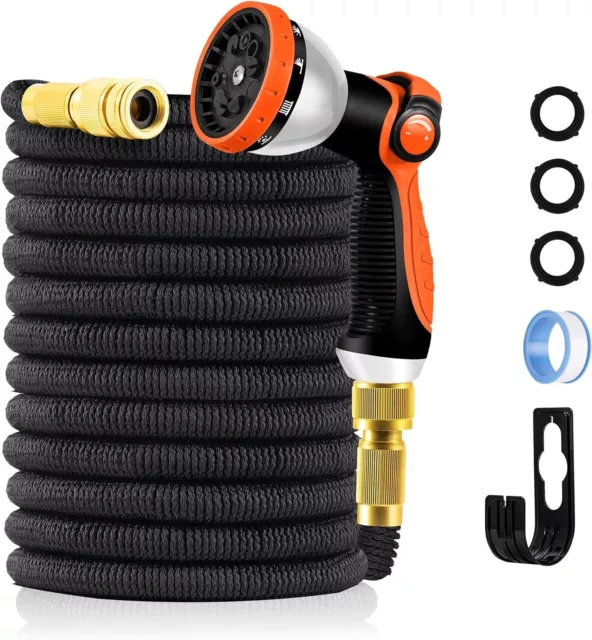 Expandable Garden Hose Pipe - Water Hose with 10 Function Spray Nozzle 50/100 ft