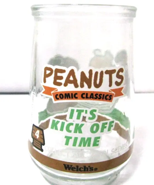 Welch's Peanuts Charlie Brown Lucy #4 It's Kick Off Time Jelly Jar Vintage