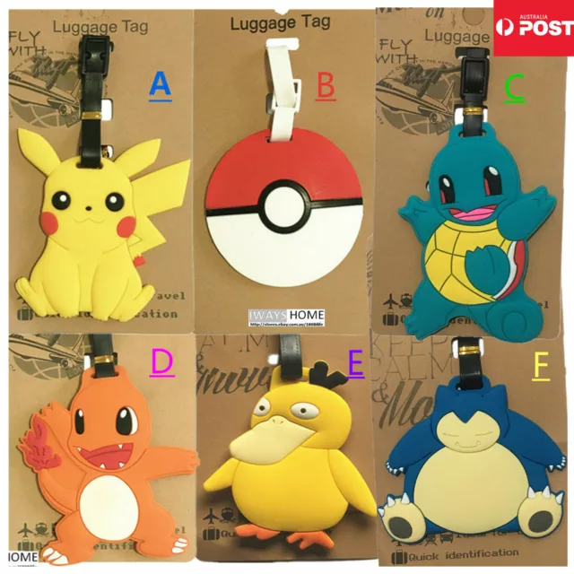 Pokemon Pikachu Psyduck Charmande Squirtle Snorlax KID Travel Luggage Tag School