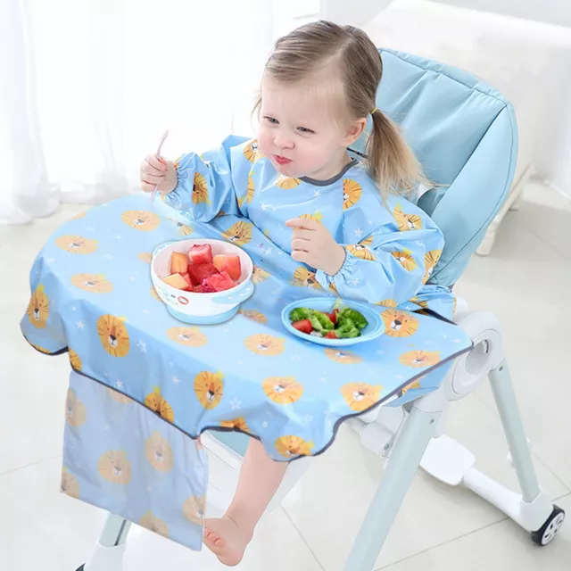 Baby Bibs Coverall Full Long Sleeve Baby Toddler Weaning Feeding Apron Smock UK