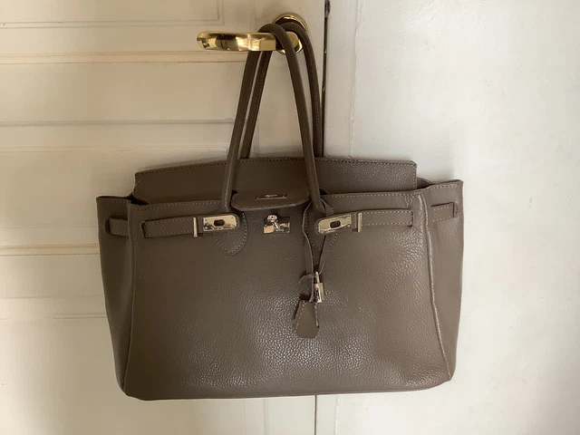 Sac à main style Birkin  en cuir gris comme neuf