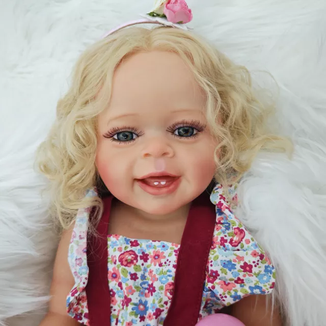 Handmade 22" Full Body Vinyl Reborn Baby Dolls Yannik Girl Doll Real Realistic