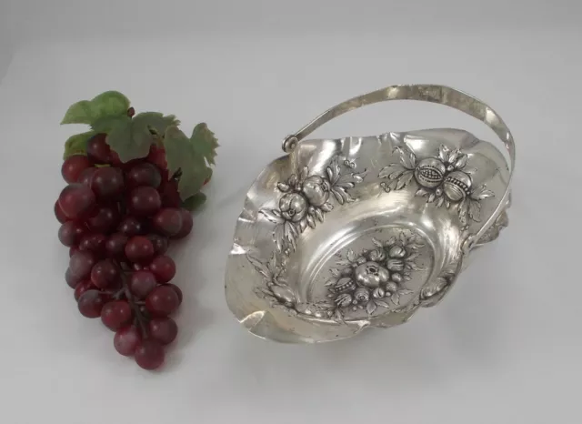 Rare Elegant Cake Basket With Früchtendekor From 800er Silver, Handmade