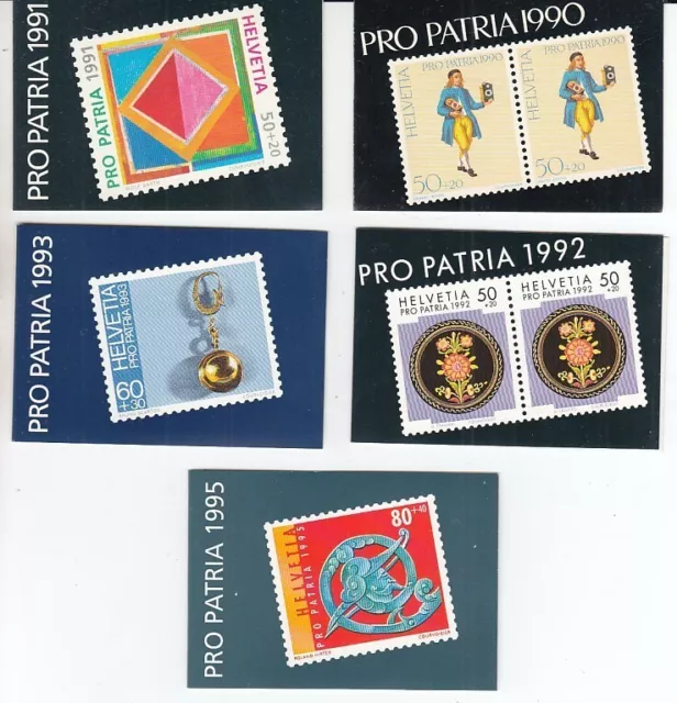 Svizzera Lotto 5 Libretto di Francobolli pro Patria 1990/91/92/ 93/95 Oo