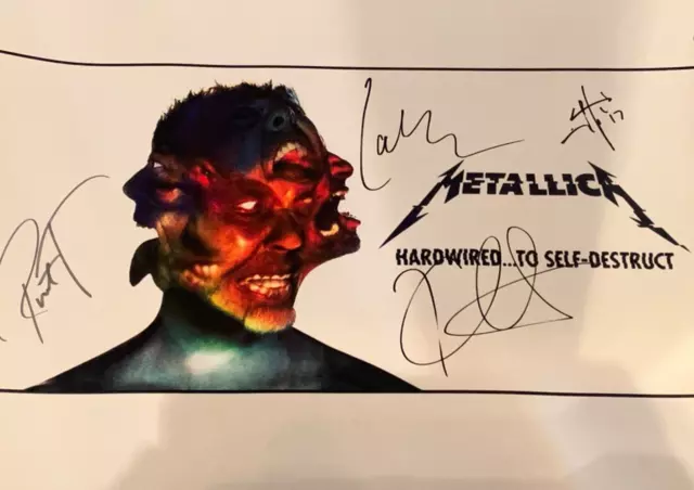 Metallica band autographed Hardwired Lithograph James Hetfield lars signed