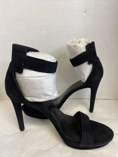 Calvin Klein Heels Womens Vivian Ankle Strappy Black Suede Stiletto Size 10M 2