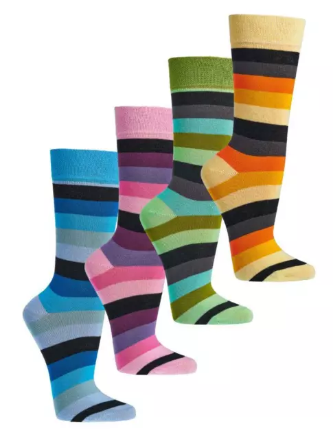 2-4 Paar Socken mit Bio Baumwolle Organic GOTS Block Streifen Damen Herren