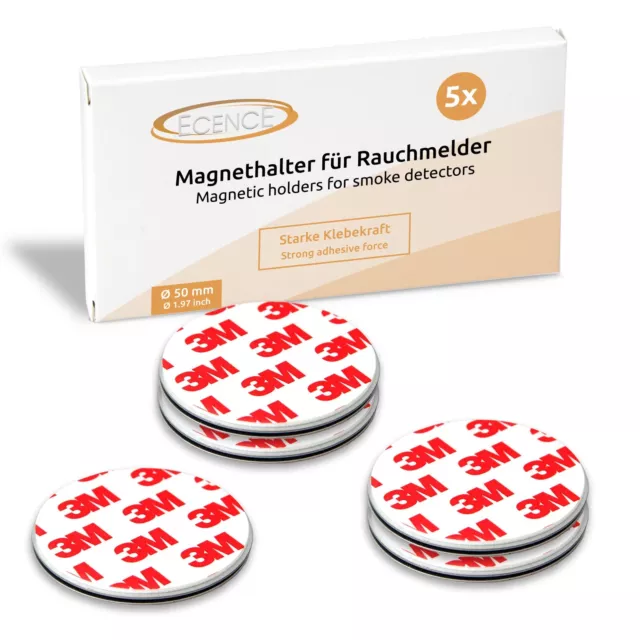 5x Magnethalterung 50mm für Rauchmelder Feuermelder Magnet-Befestigung