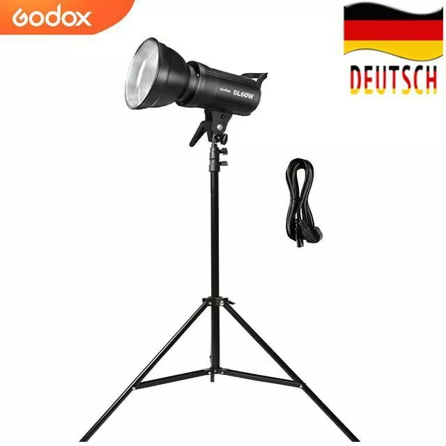 DE Godox SL-60W 5600K LED Lampe Video Licht (ohne Fernbedienung) + 2m Stativ Kit