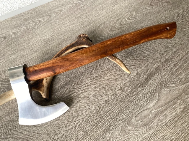 Wikinger Bartaxt – Kompakte Axt Aus AISI 4150 Stahl, HRC 55, Geölt & Gewachst, 340 G – Ideal Für Camping, Schnitzen & Detailarbeiten