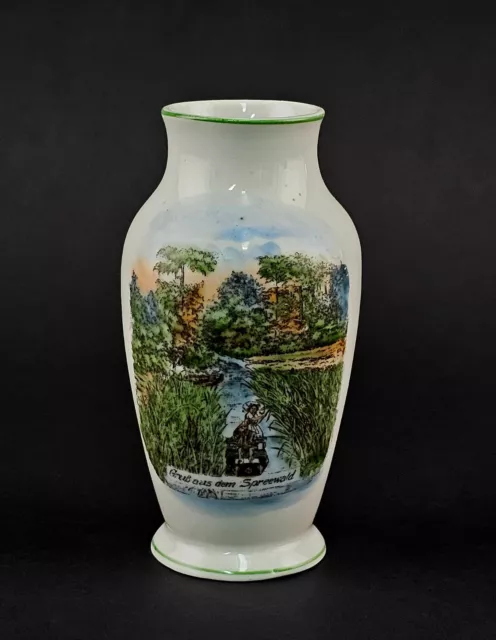 A-9240265 Porcelaine Andenken-Vase Gruß De Spreewald H12cm