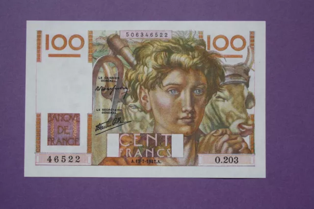 100 francs jeune paysan type 1945 favre-gilly ► copie ◄