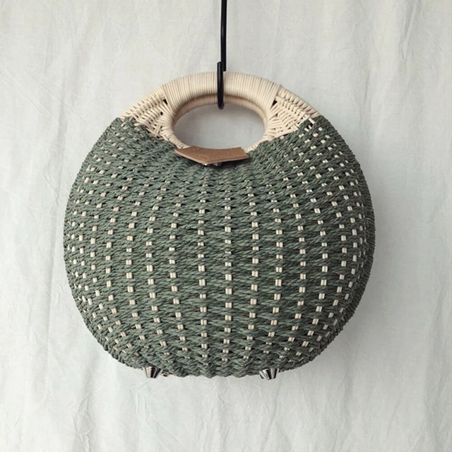 Handmade Shell Handbag Small Straw Bag Green Wallets Women Rattan 3