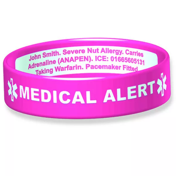 Medical Alert Engraveable Broad Silicone ID Wristband 2