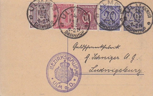 DEUTSCHES  REICH  - 5 x Dienstpostkarten - ex  DP  1 /4 - alle  BEDARFSGEBRAUCHT 4