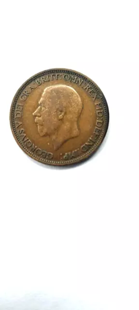 1934 half penny coin - King George V - old BRITANNIA 1/2d pre-decimal ha'penny