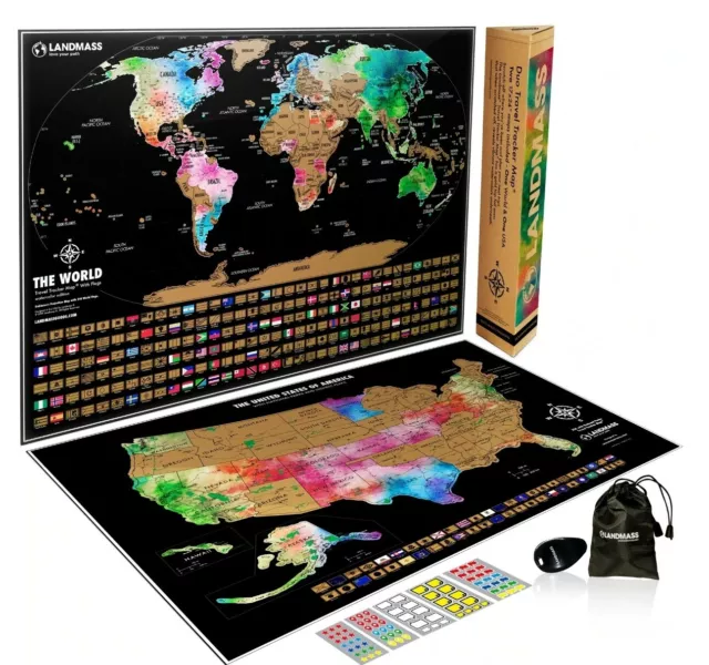 Scratch Map Deluxe World Map Poster Luckies Personal Travel Log Gift