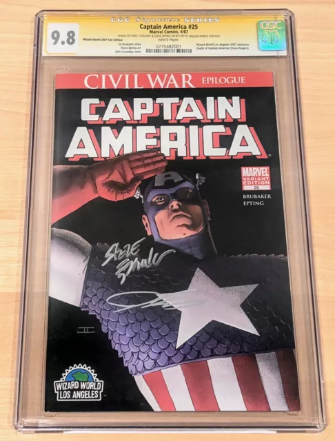 Captain America #25 Cgc 9.8 Ss 2X Signed Steve Epting & John Cassaday Variant